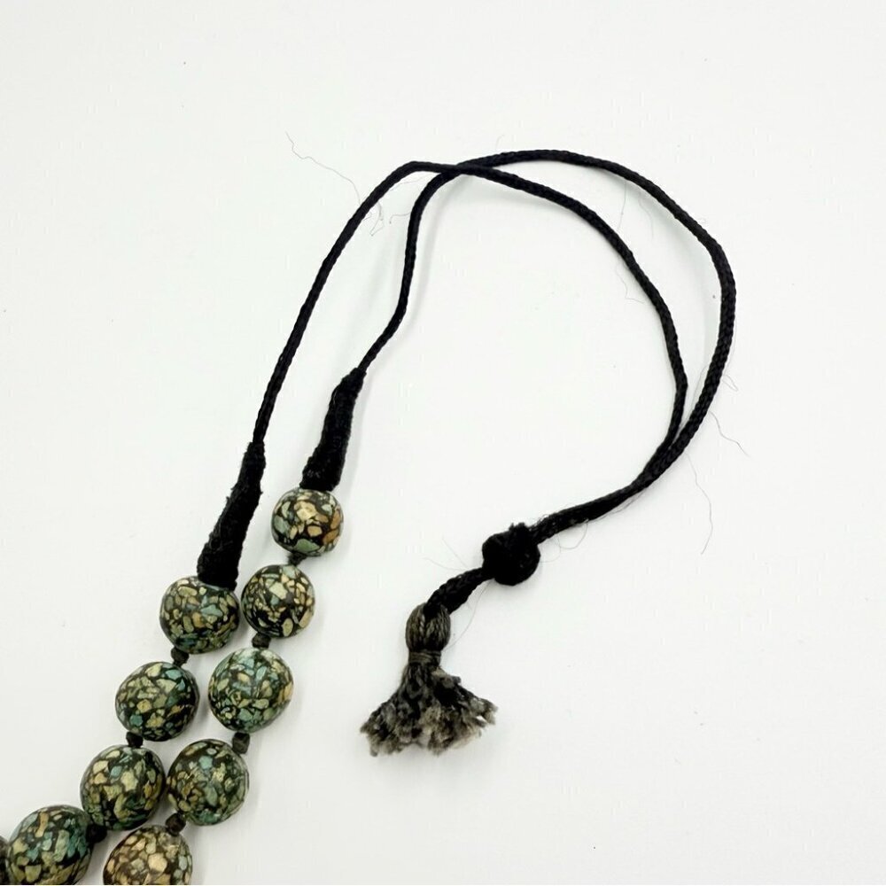 ANTIQUE TRIBAL AFGHANISTANMOSAIC GRADUATED BEAD NECKLACE - Picture 7 of 9